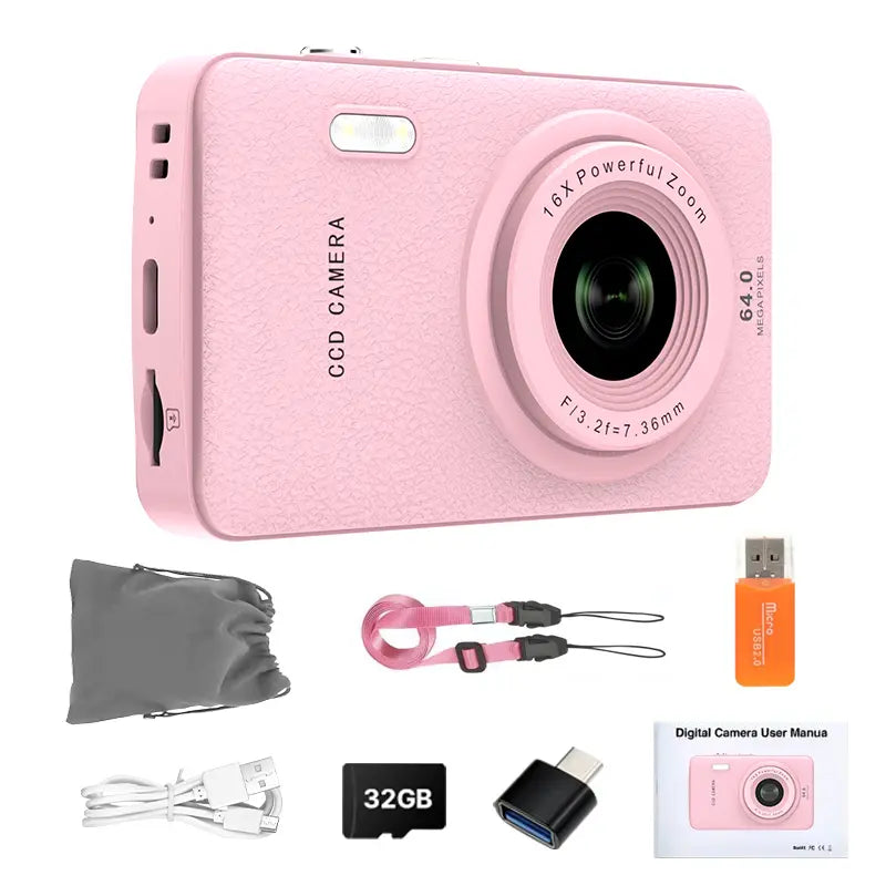 1080P Point & Shoot Camera, Auto Focus, 16X Zoom, 32GB SD – Portable Camera for Teens & Beginners