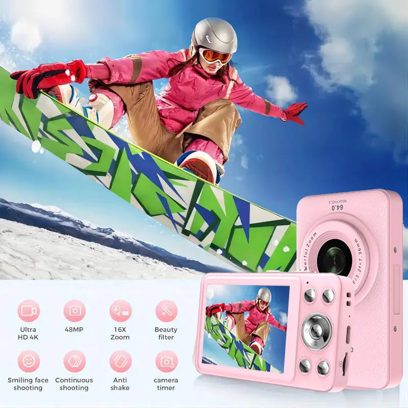 1080P Point & Shoot Camera, Auto Focus, 16X Zoom, 32GB SD – Portable Camera for Teens & Beginners