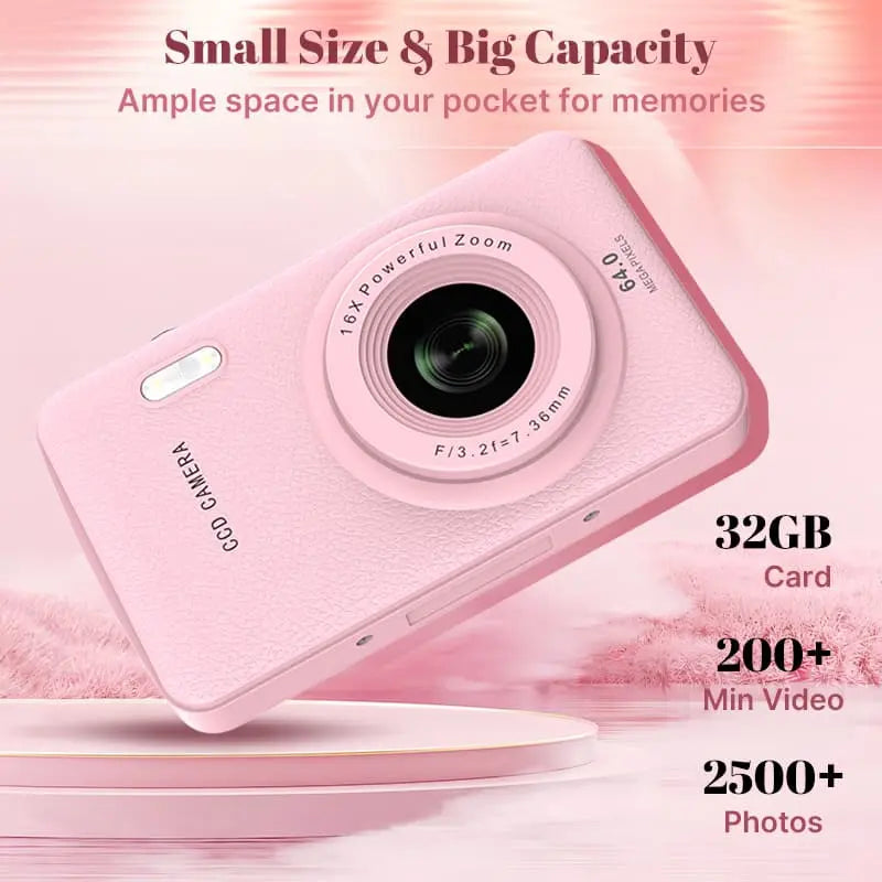 1080P Point & Shoot Camera, Auto Focus, 16X Zoom, 32GB SD – Portable Camera for Teens & Beginners