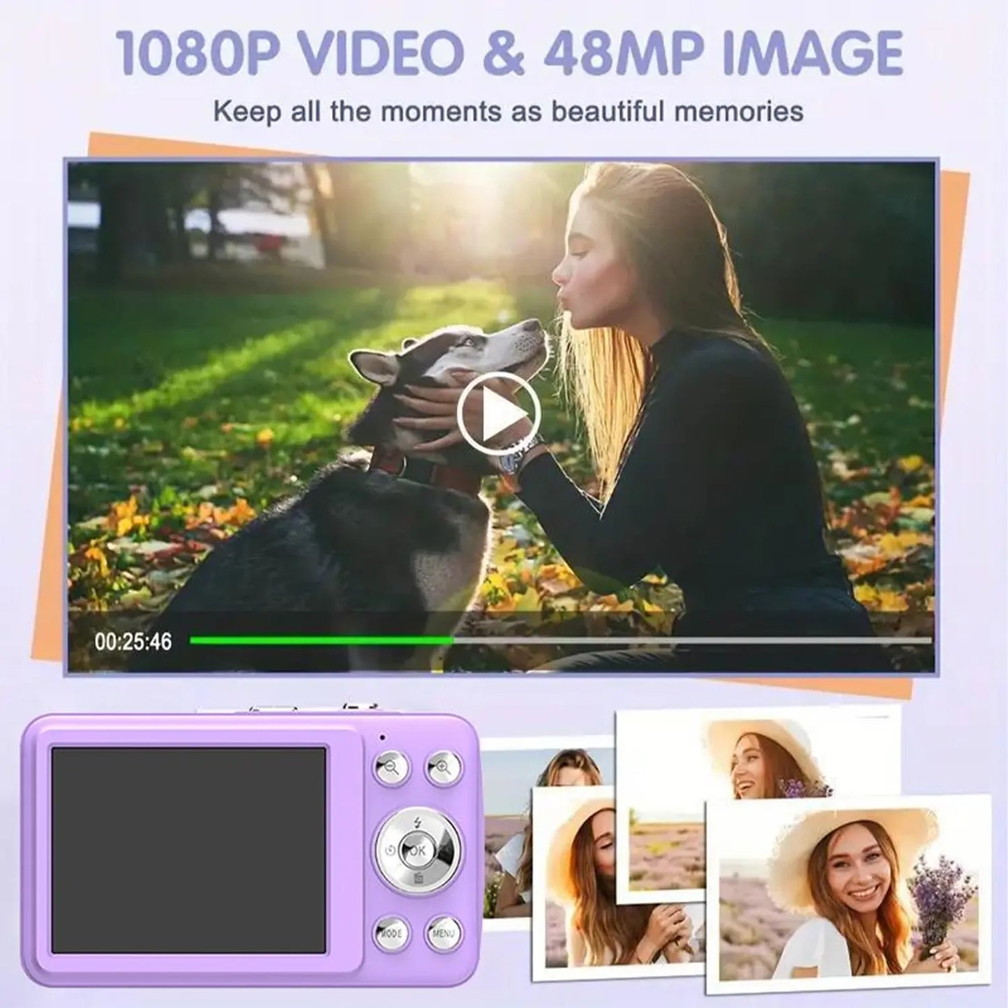 1080P Point & Shoot Camera, Auto Focus, 16X Zoom, 32GB SD – Portable Camera for Teens & Beginners