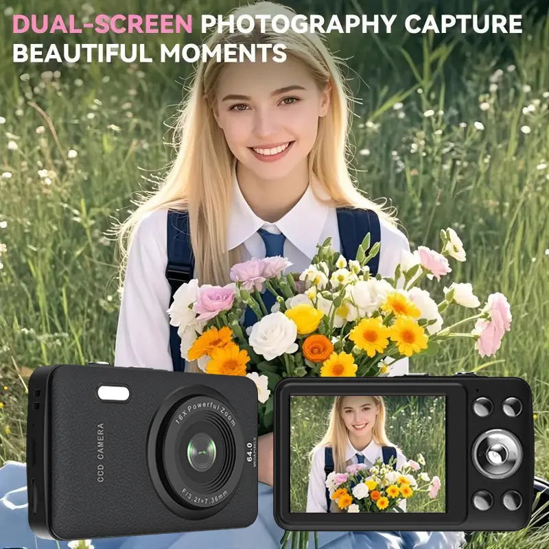 1080P Point & Shoot Camera, Auto Focus, 16X Zoom, 32GB SD – Portable Camera for Teens & Beginners