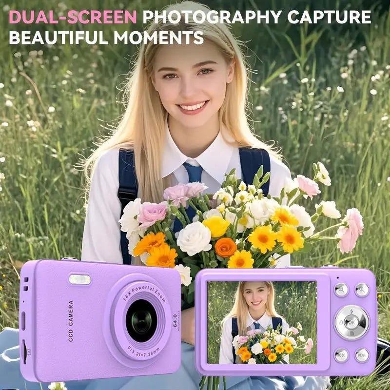 1080P Point & Shoot Camera, Auto Focus, 16X Zoom, 32GB SD – Portable Camera for Teens & Beginners
