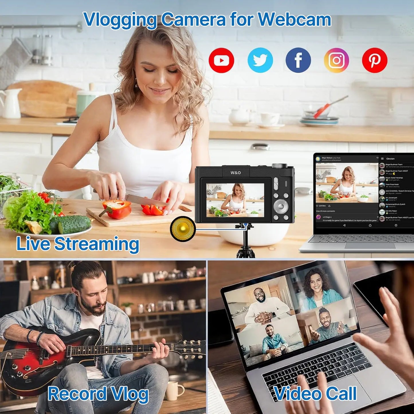 Portable Foldable Vlog Camera, 32GB SD, Self Timer & Wrist Strap – Ideal Gift for Teens & Beginners