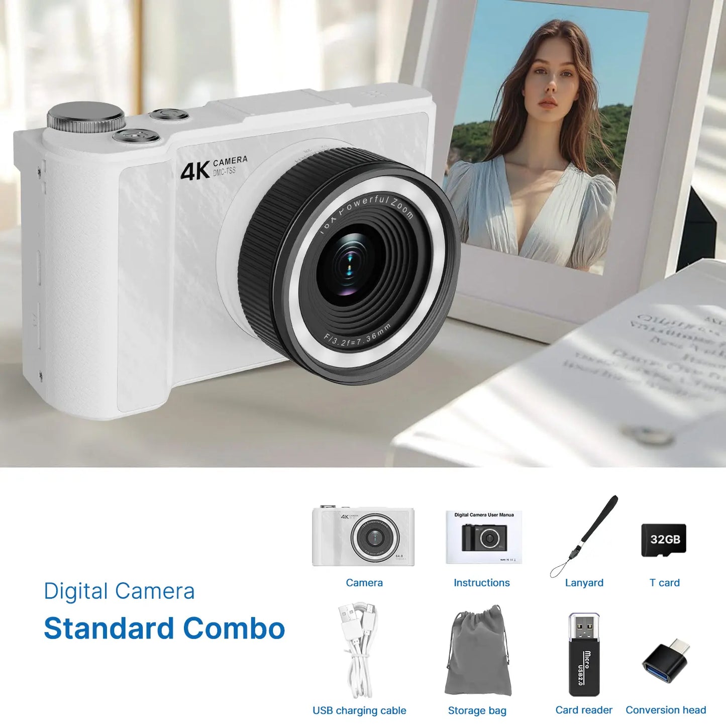 Portable Foldable Vlog Camera, 32GB SD, Self Timer & Wrist Strap – Ideal Gift for Teens & Beginners