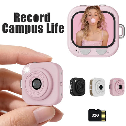 Mini 1080P Pocket Vlog Camera, Y2K Style, 32GB SD & Key Clip – Portable Camera for Teens