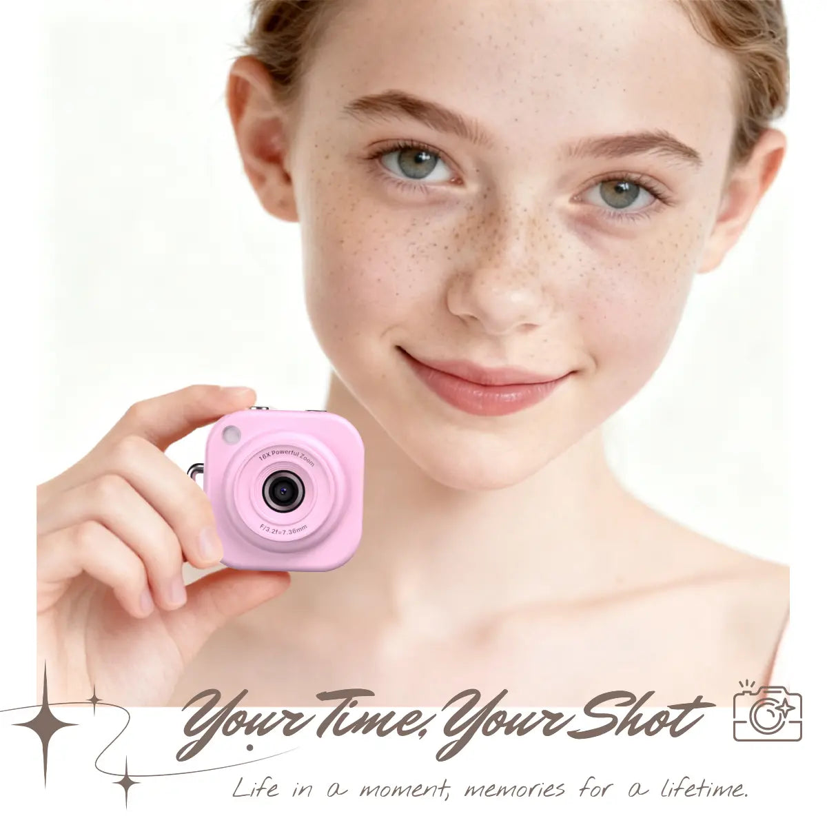 Mini 1080P Pocket Vlog Camera, Y2K Style, 32GB SD & Key Clip – Portable Camera for Teens