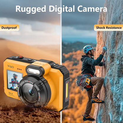 4K Underwater Camera, 64MP Dual-Screen, Waterproof, Autofocus, 32GB SD, 18X Zoom – Snorkeling Ready
