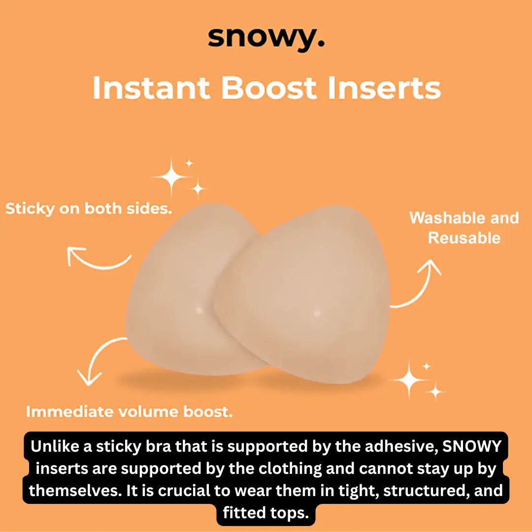 SNOWY Reusable Silicone Bra Inserts for Women, Sticky Breast Pads for Instant Lift, Volume & Invisible Support