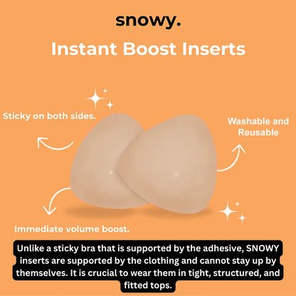 SNOWY Reusable Silicone Bra Inserts for Women, Sticky Breast Pads for Instant Lift, Volume & Invisible Support
