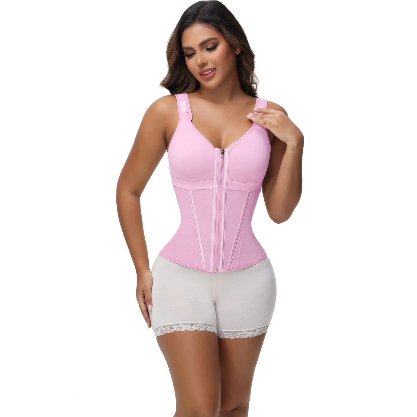 SHAPSHE Women’s Waist Shapewear with Bra, Adjustable Straps, Tummy Control & Posture Support for Workout and Gym
