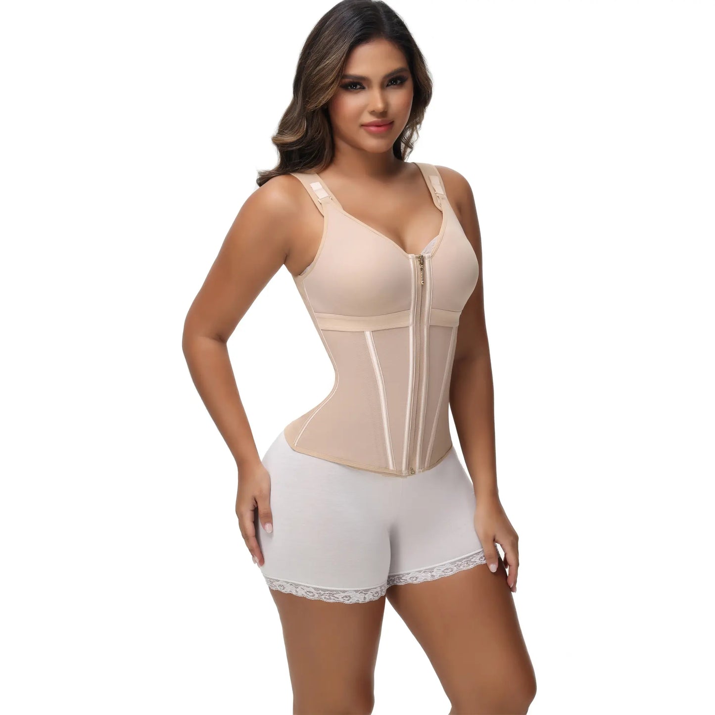 SHAPSHE Women’s Waist Shapewear with Bra, Adjustable Straps, Tummy Control & Posture Support for Workout and Gym
