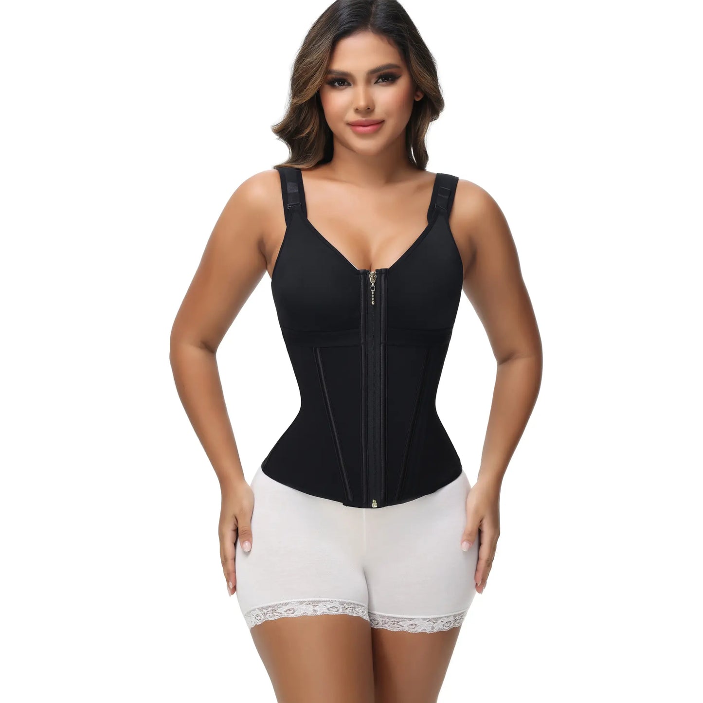SHAPSHE Women’s Waist Shapewear with Bra, Adjustable Straps, Tummy Control & Posture Support for Workout and Gym