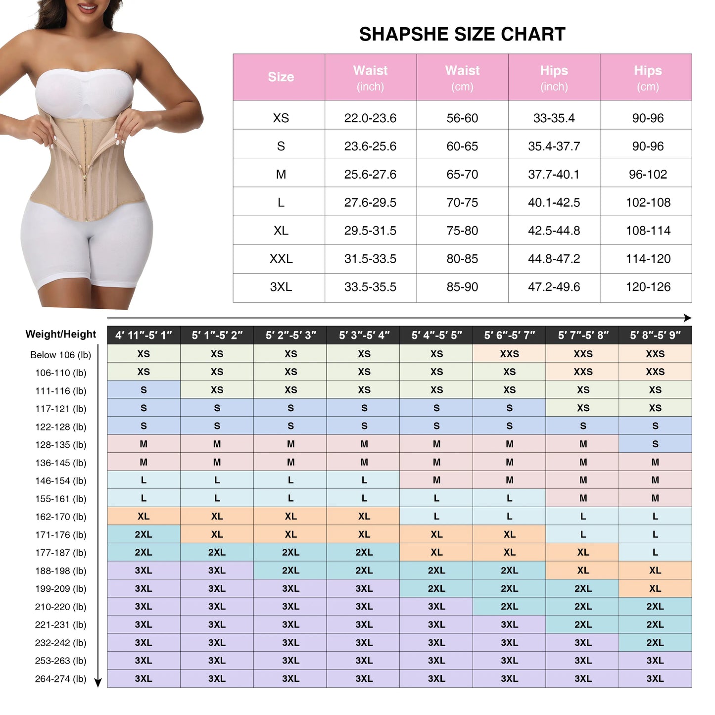 SHAPSHE Women’s Waist Shapewear Corset, Tummy Control Belly Band, Slimming Body Shaper for Workout, Gym & Sports
