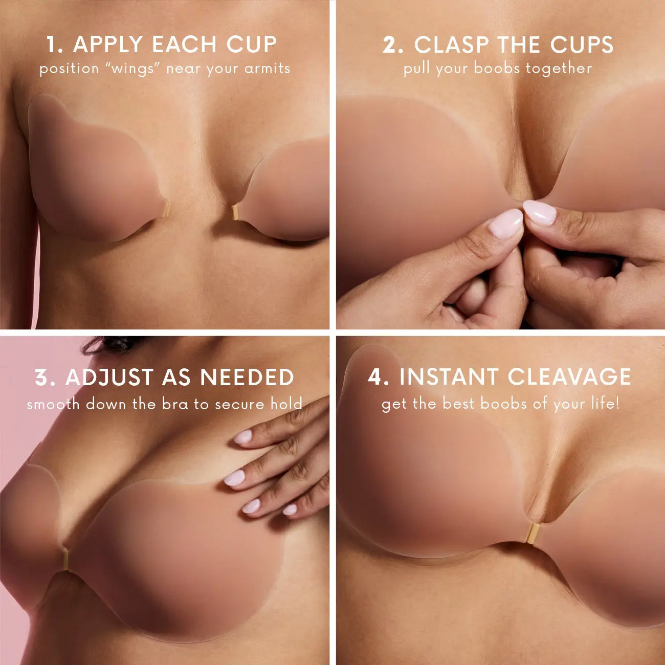CAKES Body Silicone Cleavage Bra, Seamless Reusable Push-Up Bra with Matte Finish, Invisible Support for Strapless & Backless Dresses